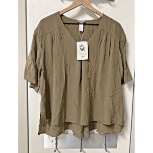Anna Glover x H&M Crêpe Blouse Women Size 14 Short Sleeve